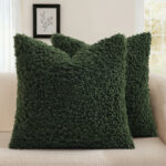 decorUhome Soft Sherpa Faux Fur Throw Pillow Covers Set of 2, Boho Accent Fuzzy Decorative Pillow Covers for Couch, Sofa, Living Room, Bed