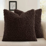 decorUhome Soft Sherpa Faux Fur Throw Pillow Covers Set of 2, Boho Accent Fuzzy Decorative Pillow Covers for Couch, Sofa, Living Room, Bed