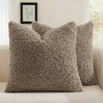 decorUhome Soft Sherpa Faux Fur Throw Pillow Covers Set of 2, Boho Accent Fuzzy Decorative Pillow Covers for Couch, Sofa, Living Room, Bed