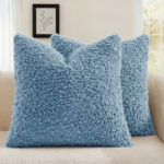 decorUhome Soft Sherpa Faux Fur Throw Pillow Covers Set of 2, Boho Accent Fuzzy Decorative Pillow Covers for Couch, Sofa, Living Room, Bed