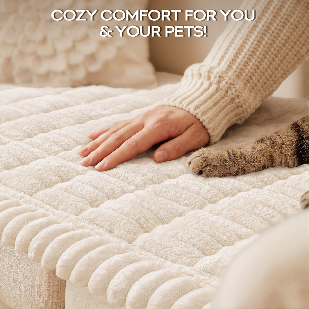 decorUhome Fuzzy Pet Couch Cover for Dogs, Non-Slip Sofa Covers for 3 Cushion Couch, Soft Thick Furniture Couch Protector, Washable Sectional Sofa Slipcovers