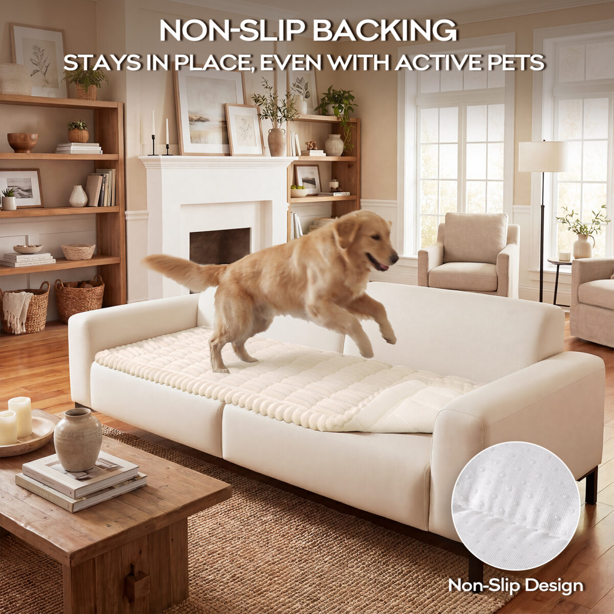 decorUhome Fuzzy Pet Couch Cover for Dogs, Non-Slip Sofa Covers for 3 Cushion Couch, Soft Thick Furniture Couch Protector, Washable Sectional Sofa Slipcovers