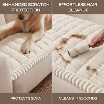decorUhome Fuzzy Pet Couch Cover for Dogs, Non-Slip Sofa Covers for 3 Cushion Couch, Soft Thick Furniture Couch Protector, Washable Sectional Sofa Slipcovers