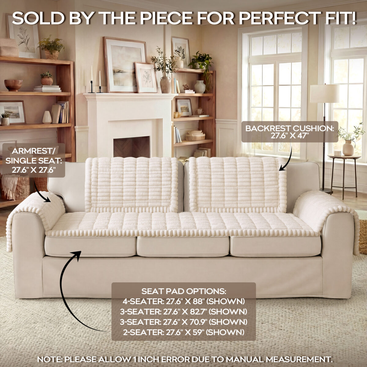 decorUhome Fuzzy Pet Couch Cover for Dogs, Non-Slip Sofa Covers for 3 Cushion Couch, Soft Thick Furniture Couch Protector, Washable Sectional Sofa Slipcovers