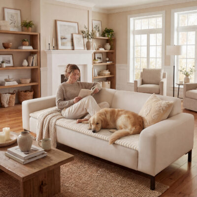 decorUhome Fuzzy Pet Couch Cover for Dogs, Non-Slip Sofa Covers for 3 Cushion Couch, Soft Thick Furniture Couch Protector, Washable Sectional Sofa Slipcovers