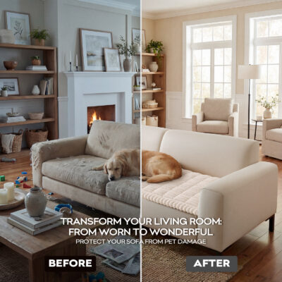 decorUhome Fuzzy Pet Couch Cover for Dogs, Non-Slip Sofa Covers for 3 Cushion Couch, Soft Thick Furniture Couch Protector, Washable Sectional Sofa Slipcovers