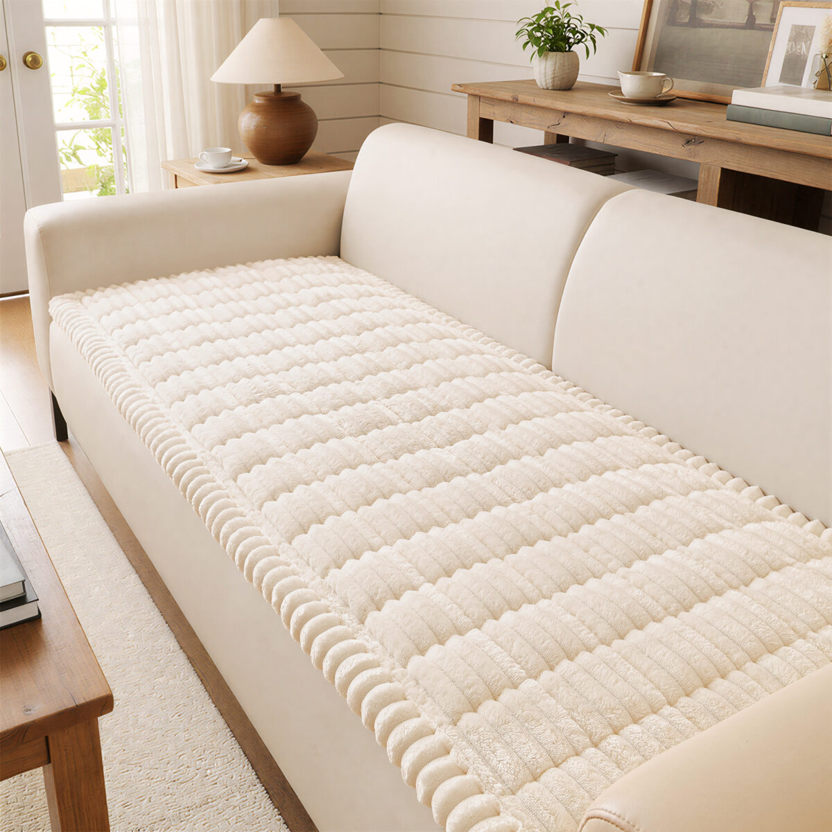 decorUhome Fuzzy Pet Couch Cover for Dogs, Non-Slip Sofa Covers for 3 Cushion Couch, Soft Thick Furniture Couch Protector, Washable Sectional Sofa Slipcovers